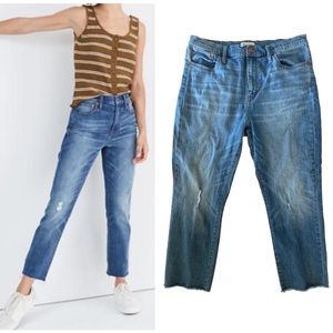 Madewell High Rise Slim Crop Boyjean Size 32